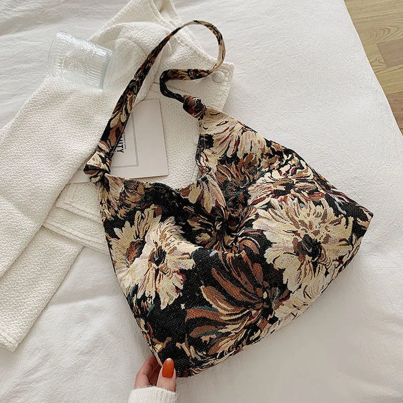 Canvas Shopper Print Handbags Large Crossbody Tote Shoulder Bags