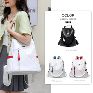 Women's Soft Leather Backpack Large Capacity Fashionable Versatile Travel Bag