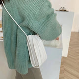 Women's Pleated Crossbody Phone Bag Soft PU Leather Mini Ladies Handbag