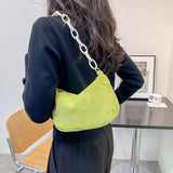 Corduroy Retro Shoulder Bag Chain Handbag for Daily Use