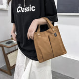 Women's Splicing Tote Bag Casual Shopping Bag Pocket Practical Canvas Bag