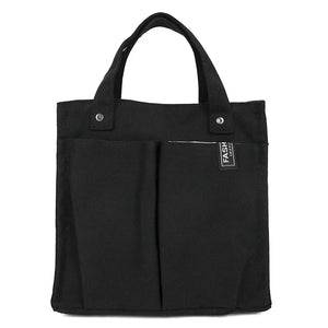 Women's Splicing Tote Bag Casual Shopping Bag Pocket Practical Canvas Bag