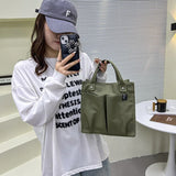 Women's Splicing Tote Bag Casual Shopping Bag Pocket Practical Canvas Bag