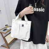 Women's Splicing Tote Bag Casual Shopping Bag Pocket Practical Canvas Bag