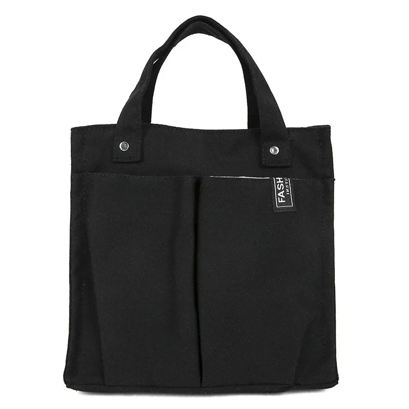 Women's Splicing Tote Bag Casual Shopping Bag Pocket Practical Canvas Bag