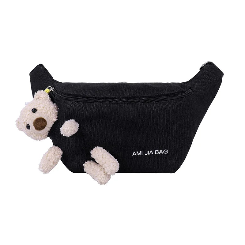 Bear Messenger Chest Bag Canvas Outdoor Ladies Small Bag