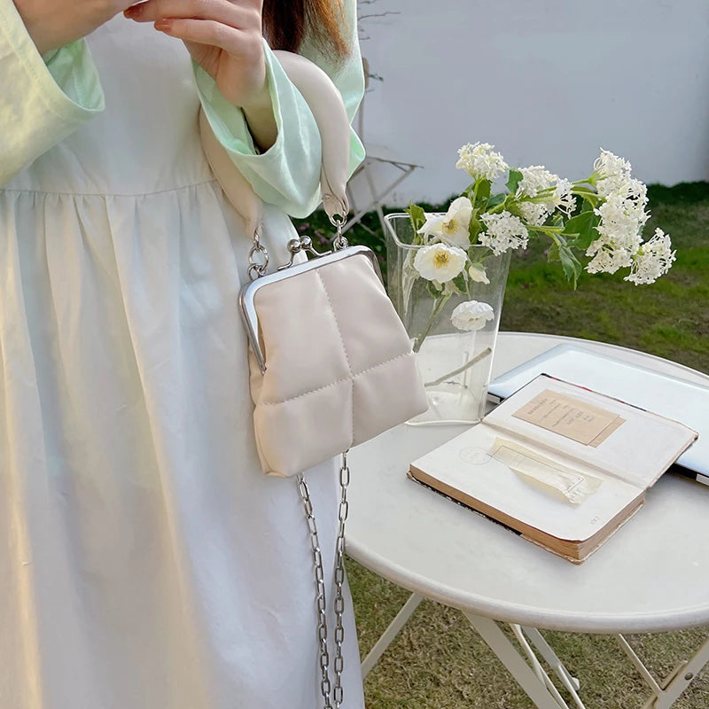 Women's Clutch Purse Handbags Chain Clip Shoulder Bag PU Leather