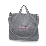 Women's Corduroy Handbag Shoulder Messenger Bag Satchel Tote Handle Purse
