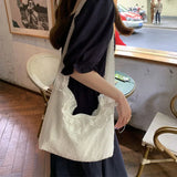 Cotton Laced Single Shoulder Bag for Women All-match Shopping Bags