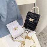 Women's Diagonal Cross Leather Sheepskin Bag Small Mobile Phone Bag