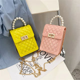 Women's Diagonal Cross Leather Sheepskin Bag Small Mobile Phone Bag