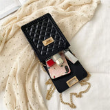 Women's Diagonal Cross Leather Sheepskin Bag Small Mobile Phone Bag