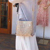 Women's Lace Straw Bucket Handbag Embroidered Messenger Bag
