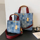 Women's Casual Crossbody Bag Retro Tide Shoulder Denim Print Handbag
