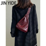 Women's Crossbody Chest Bag Soft Leather Bucket Bag
