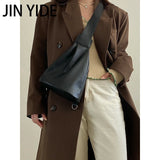 Women's Crossbody Chest Bag Soft Leather Bucket Bag