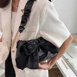 Women's Bow Chain Shoulder Bag Ruffle Handbag