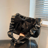 Women's Bow Chain Shoulder Bag Ruffle Handbag