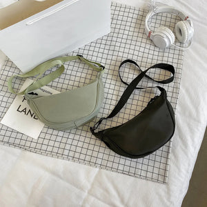 Women's Leather Handbags Solid Canvas Shoulder Chest Bag Purse