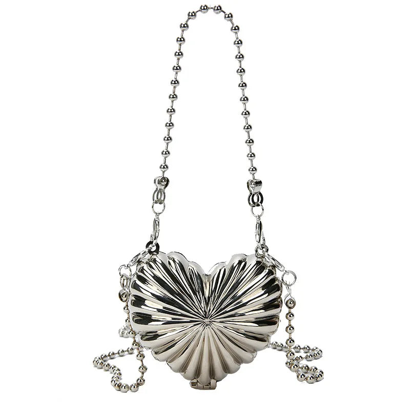 Women's Retro Silver Love Chain Bag Mini Handbag