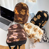 Women's Retro Shoulder Bag Girl Cartoon Bear Plush Backpack