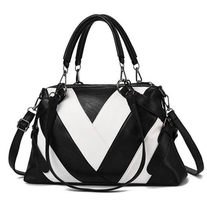 Women's Retro Striped One Shoulder Messenger Bag Large Capacity Handbag