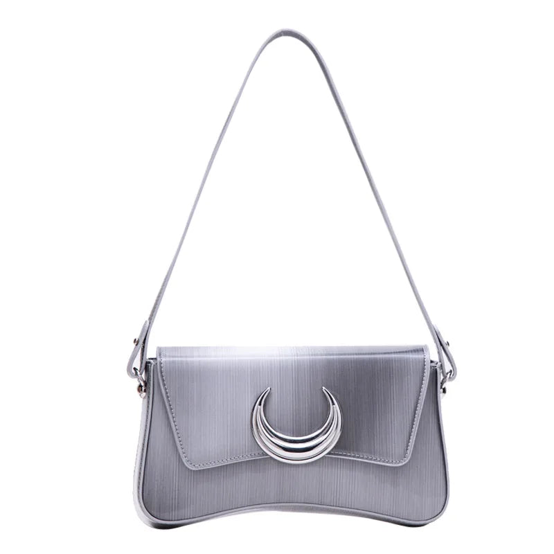 Women's Vintage Texture Chain Shoulder Bag Gradual Change Moon Handbag
