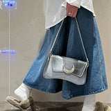 Women's Vintage Texture Chain Shoulder Bag Gradual Change Moon Handbag