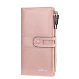 Women's Long Purse Oil Wax Leather Large Capacity Handbag
