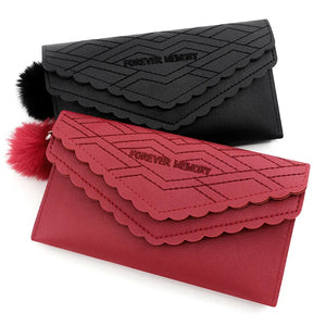 Women's Lace Double Cap Embroidery Long Wallet