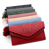 Women's Lace Double Cap Wool Ball Long Wallet