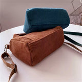 Women's Mini Corduroy Shoulder Bag Canvas Handbag Zipper Totes