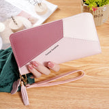 Women's Contrast Splicing Tassel Zipper Purse Large Capacity Phone Bag