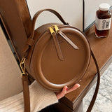 Retro Shoulder Bag Crossbody Net Red Small Round Bag Women's Messenger Bag