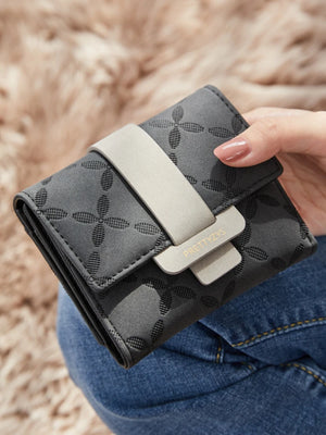 PU Plaid Buckle Women's Short Wallet