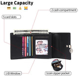 Women's Short Wallet PU Leather Three fold Anti theft Brush Short Wallet