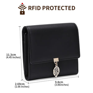 Women's Short Wallet PU Leather Three fold Anti theft Brush Short Wallet