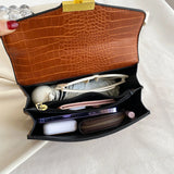 Crocodile Crossbody Small Square Women Bag, Chains Messenger Bag