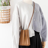 Women's Solid Pleated Crossbody Phone Bag Soft PU Leather Mini Ladies Purses