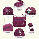 Women's Waterproof Nylon Messenger Bag Casual Shoulder Handbag