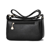 Women's Embroidery Thread Shoulder Messenger Bag Soft Leather Multi-layer Bag