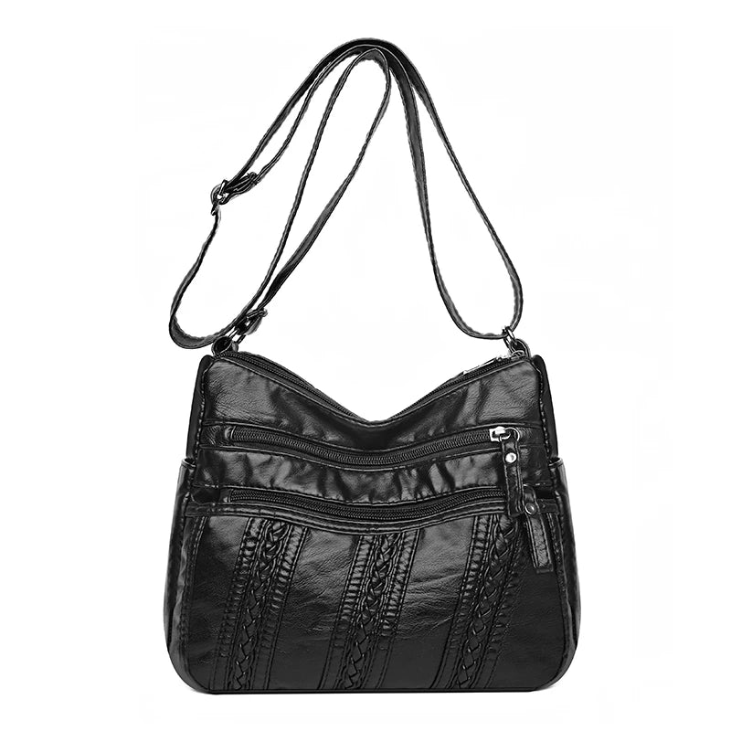 Soft Leather Shoulder Bag Casual Crossbody Bag For Women