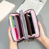 Women's Long Clutch Bag Double Zipper Hand Strap Bag