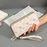 Women's Long Clutch Bag Double Zipper Hand Strap Bag