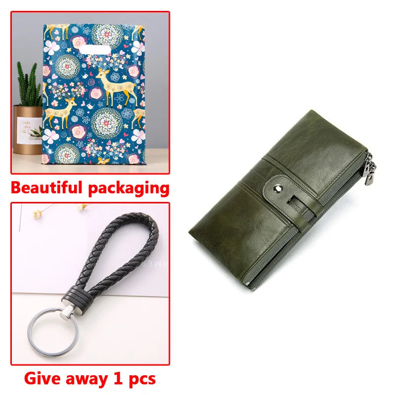 Women's Long Zipper Leather Wallet Hasp Ladies Purses