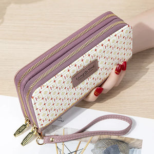 Women's Long Double Zip Clutch Bag Students' Purse
