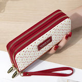 Women's Long Double Zip Clutch Bag Students' Purse