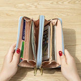 Women's Long Double Zip Clutch Bag Students' Purse