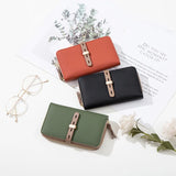 Women's Zip Long Wallet Buckle Bag Zero Wallet PU Frosted Vertical