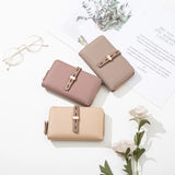 Women's Zip Long Wallet Buckle Bag Zero Wallet PU Frosted Vertical